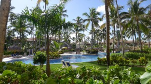 Pool and grounds at Majestic Colonial resort, Punta Cana